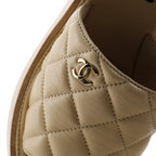 Women's Open Toe Platform Sandals Quilted Leather and Wood