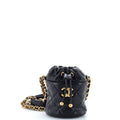Twist Your Buttons Drawstring Bucket Bag Quilted Caviar Mini