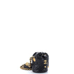 Twist Your Buttons Drawstring Bucket Bag Quilted Caviar Mini