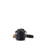 Twist Your Buttons Drawstring Bucket Bag Quilted Caviar Mini