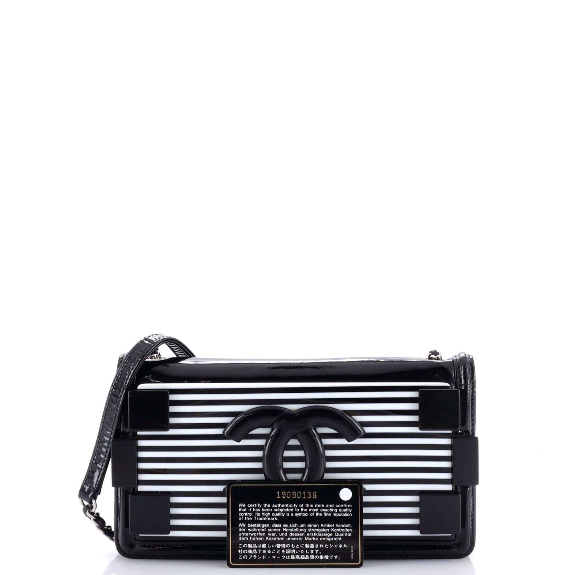 Boy Brick Flap Bag Striped Patent and Plexiglass Horizontal