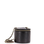 CC Round Vanity Case with Chain Quilted Lambskin Mini