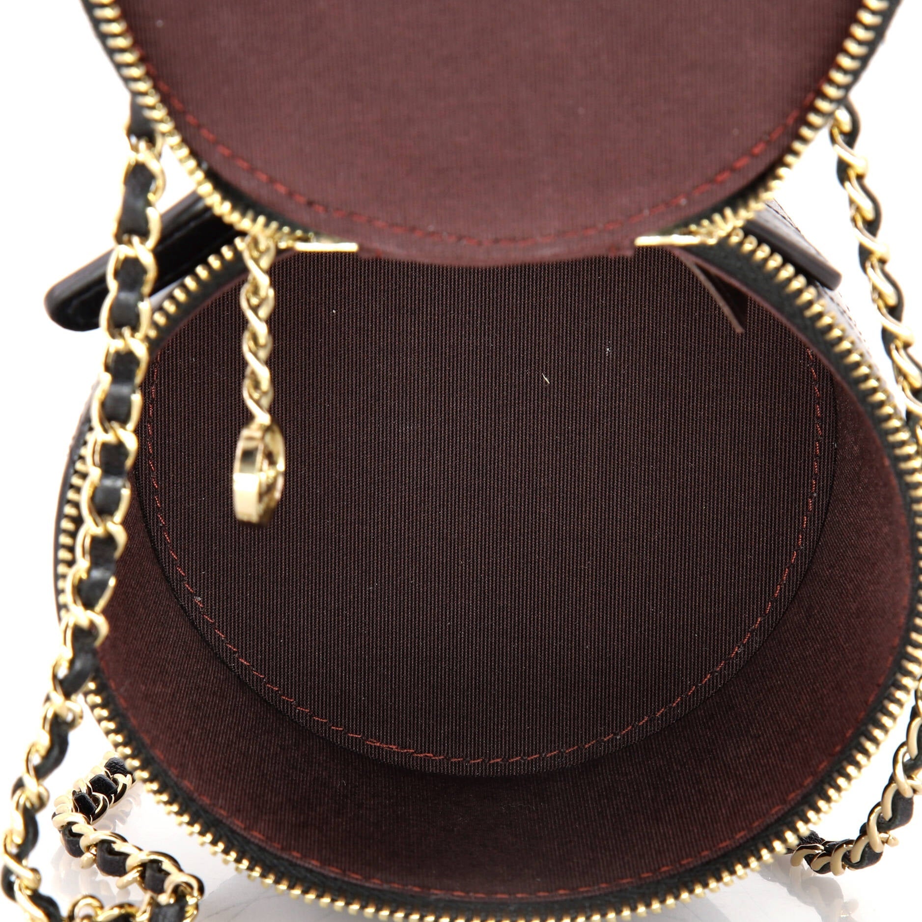 CC Round Vanity Case with Chain Quilted Lambskin Mini