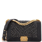 By The Sea Boy Flap Bag Chevron Embroidered Calfskin Old Medium