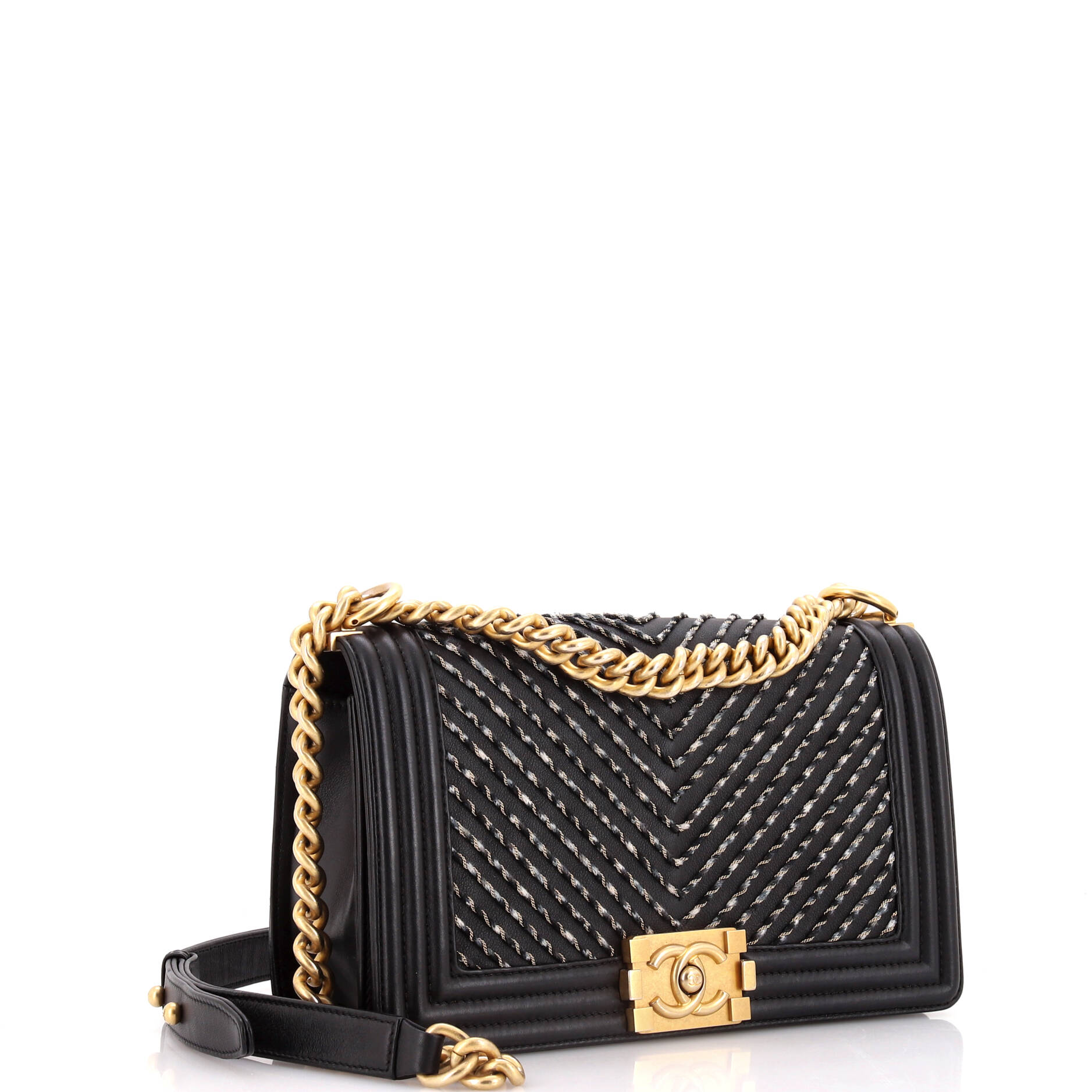 By The Sea Boy Flap Bag Chevron Embroidered Calfskin Old Medium