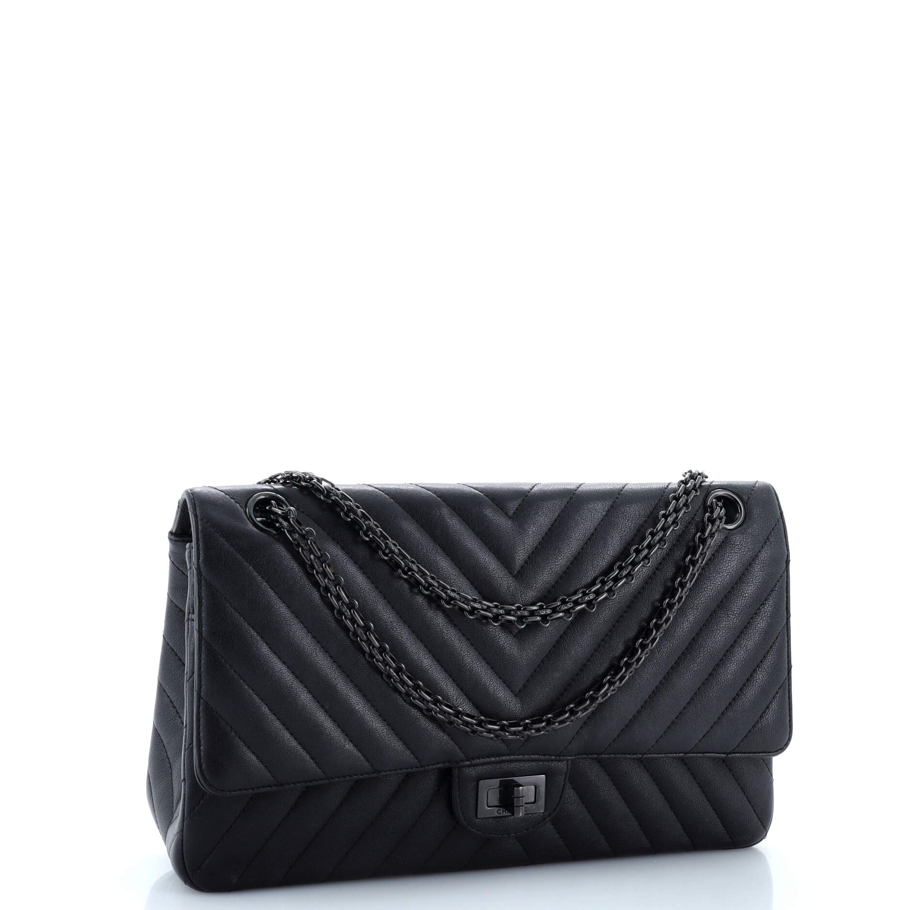 So Black Reissue 2.55 Flap Bag Chevron Sheepskin 226
