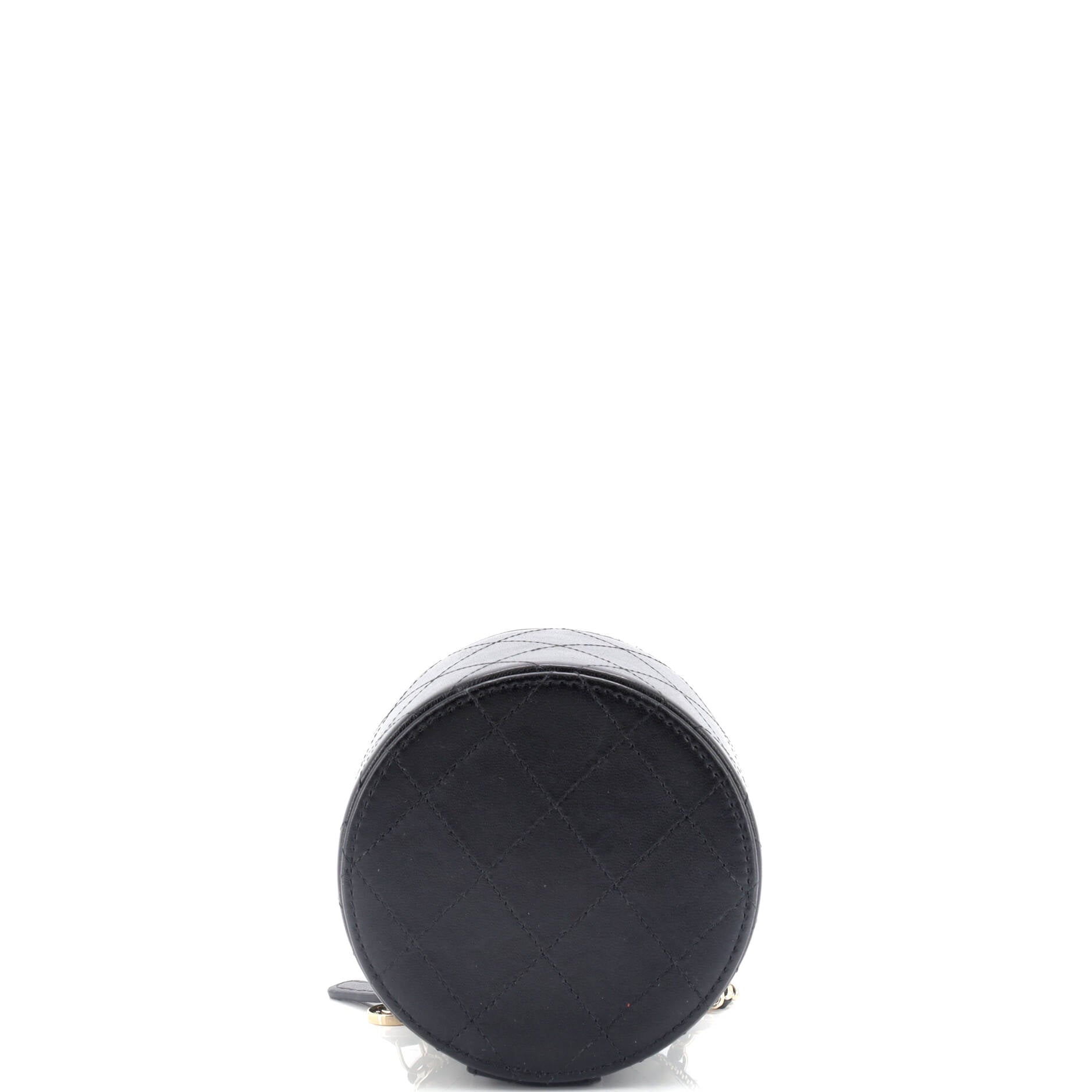 CC Round Vanity Case with Chain Quilted Lambskin Mini