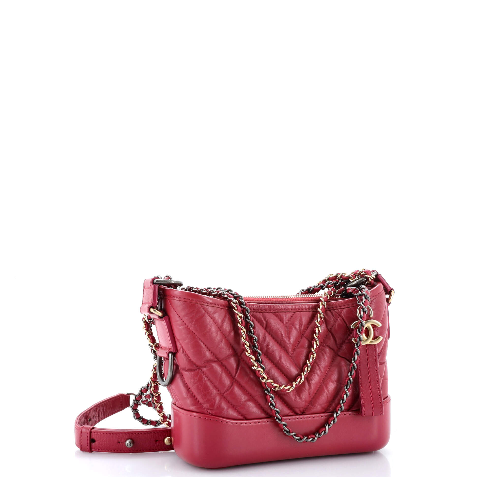 Gabrielle Hobo Chevron Aged Calfskin Small