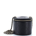 CC Round Vanity Case with Chain Quilted Lambskin Mini