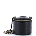 CC Round Vanity Case with Chain Quilted Lambskin Mini