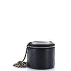 CC Round Vanity Case with Chain Quilted Lambskin Mini
