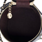 CC Round Vanity Case with Chain Quilted Lambskin Mini