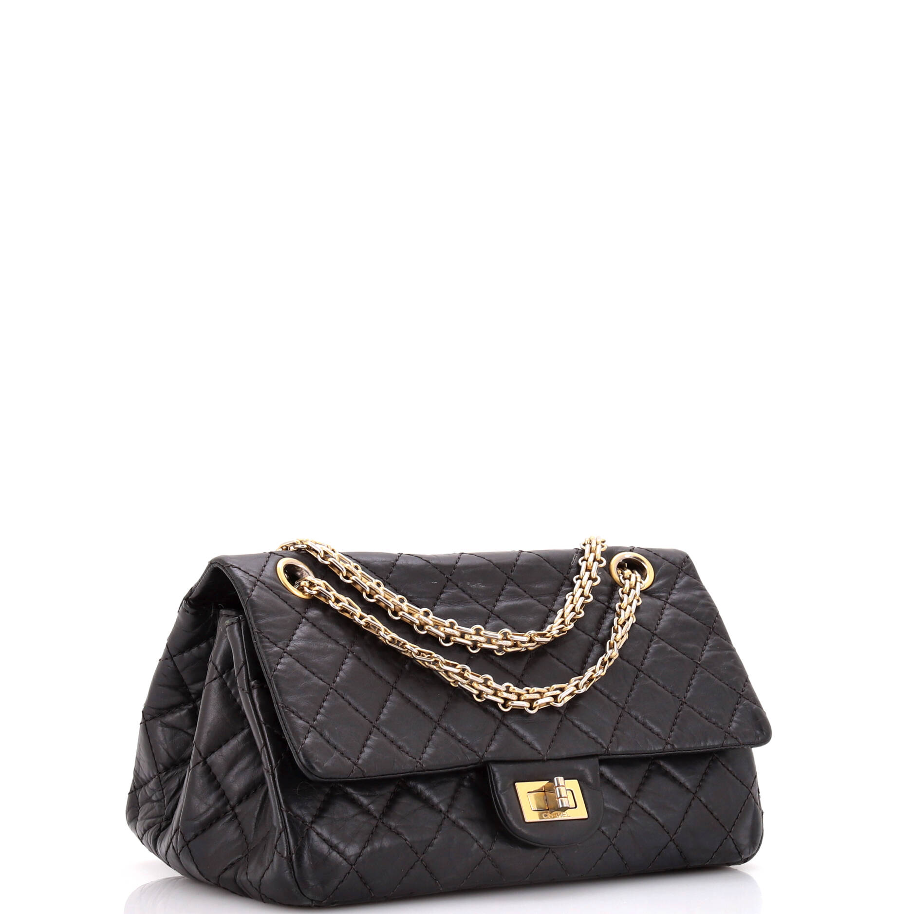 Reissue 2.55 Double Compartment Flap Bag Quilted Aged Calfskin 225