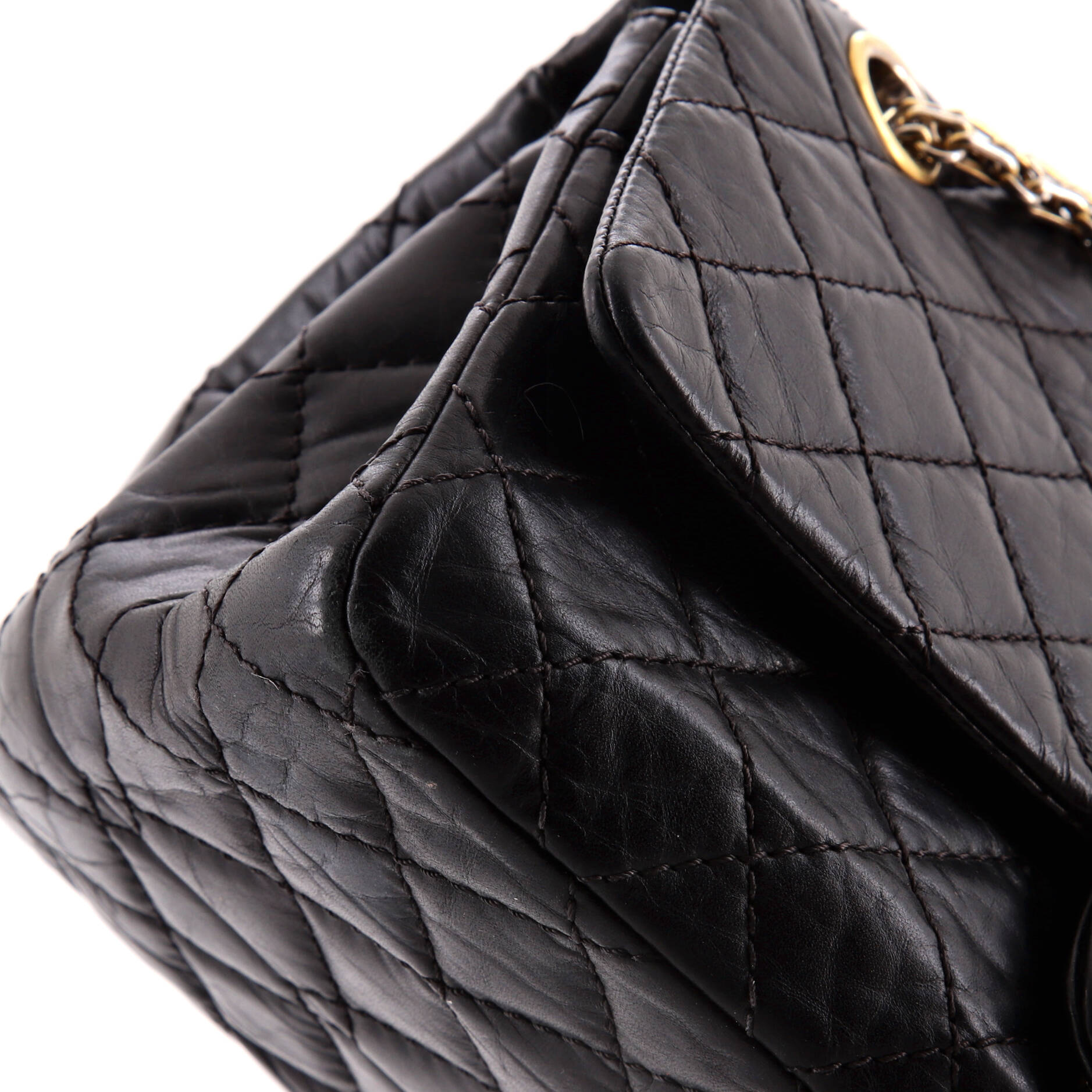 Reissue 2.55 Double Compartment Flap Bag Quilted Aged Calfskin 225