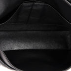 So Black Classic Double Flap Bag Chevron Crinkled Patent Medium