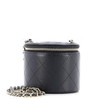 CC Round Vanity Case with Chain Quilted Lambskin Mini