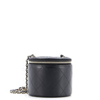 CC Round Vanity Case with Chain Quilted Lambskin Mini