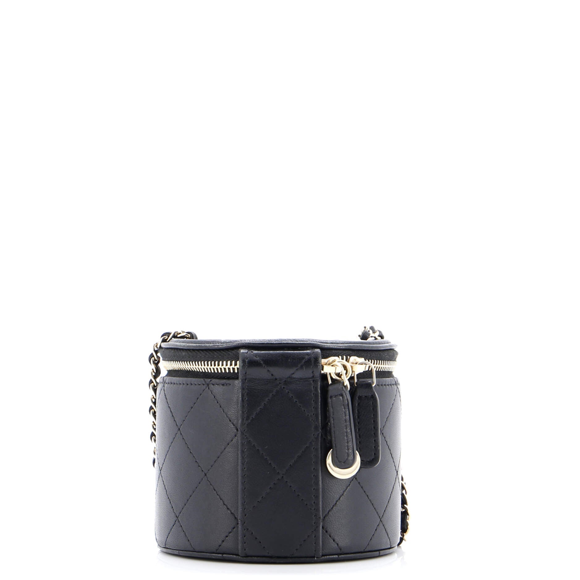 CC Round Vanity Case with Chain Quilted Lambskin Mini