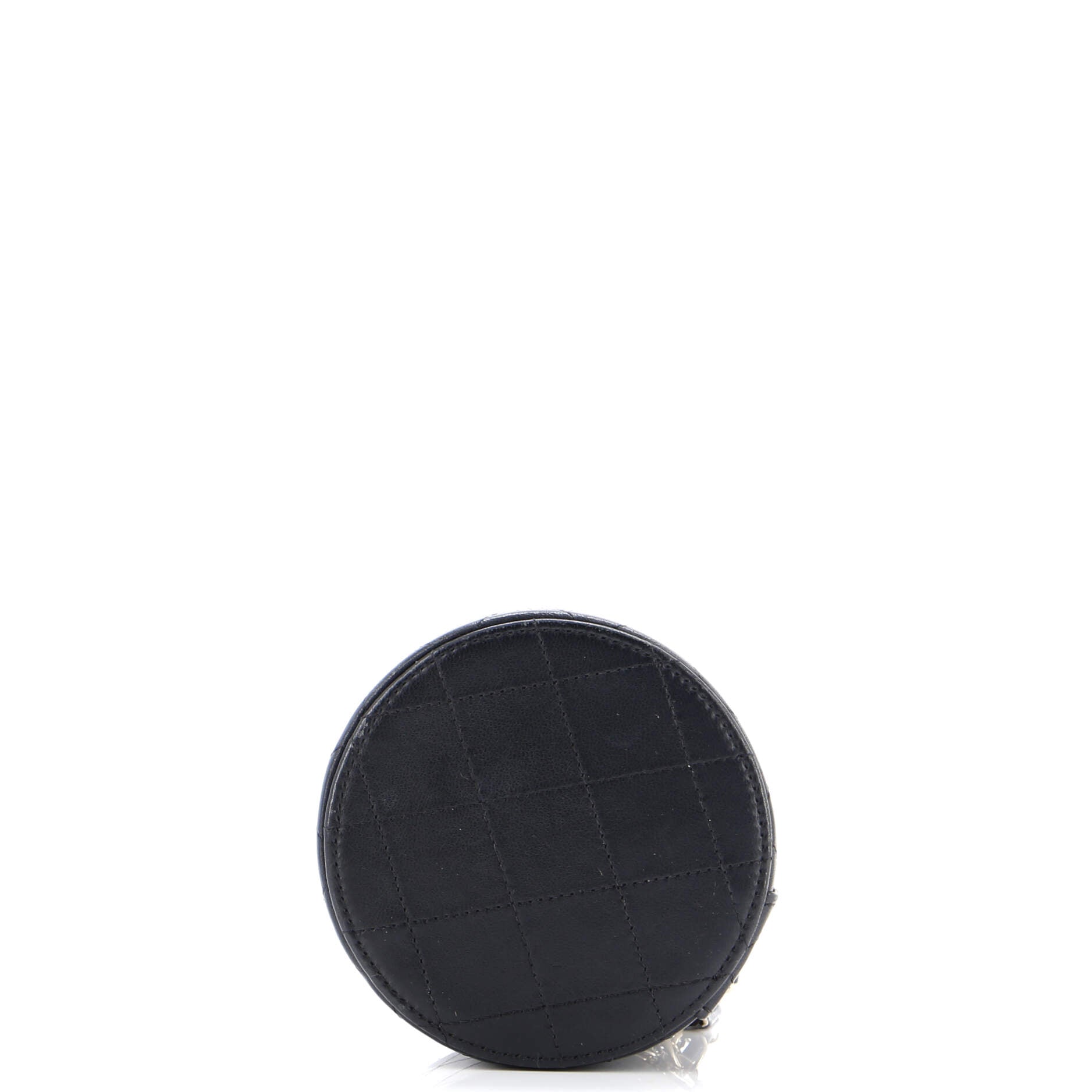 CC Round Vanity Case with Chain Quilted Lambskin Mini