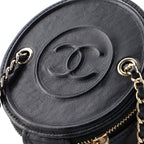 CC Round Vanity Case with Chain Quilted Lambskin Mini