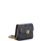 Coco Love CC Heart Clutch with Chain Quilted Lambskin Mini