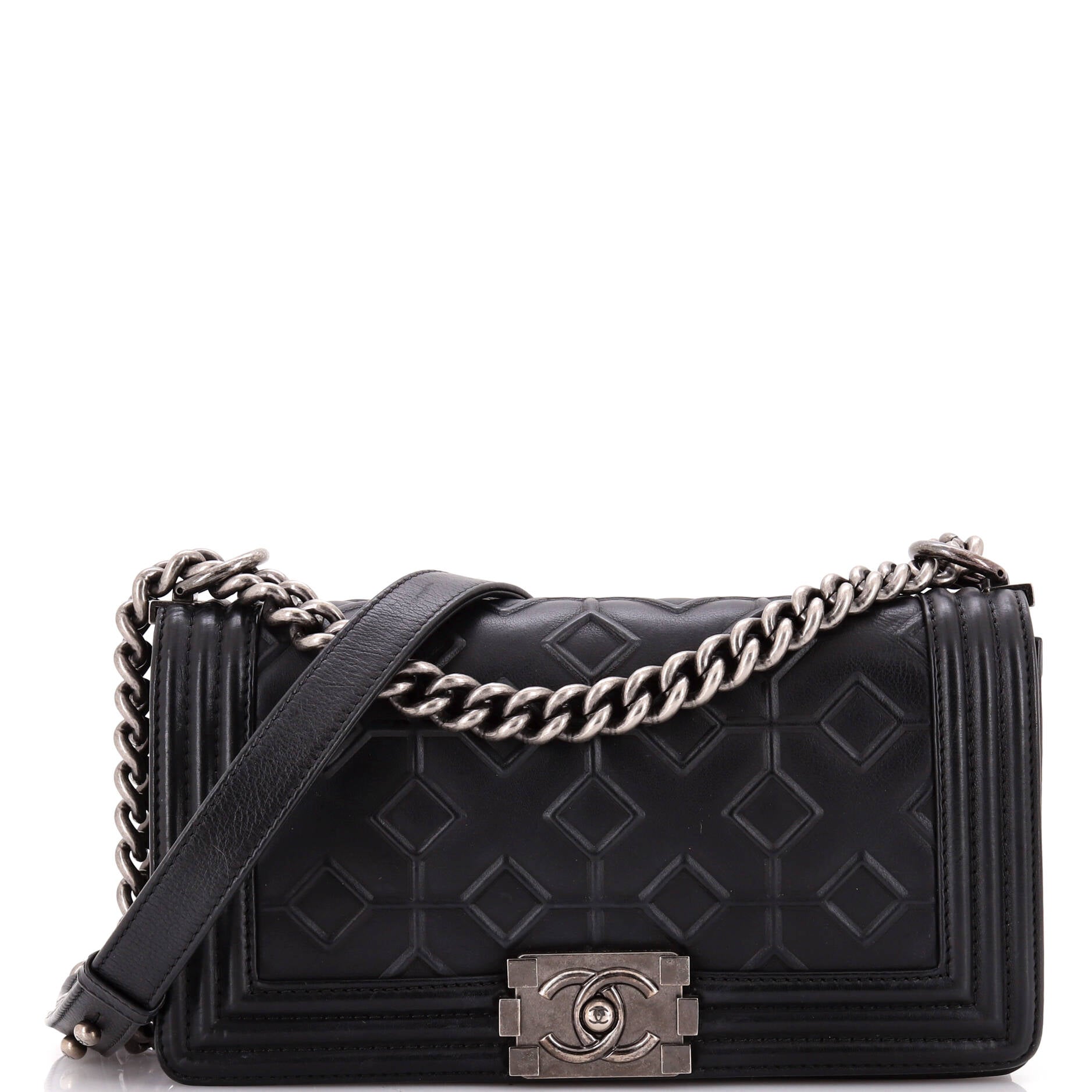 Arabesque Boy Flap Bag Embossed Calfskin Old Medium