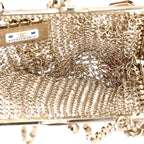 CC Charm Kisslock Frame Clutch with Chain Embellished Metal Mesh Mini
