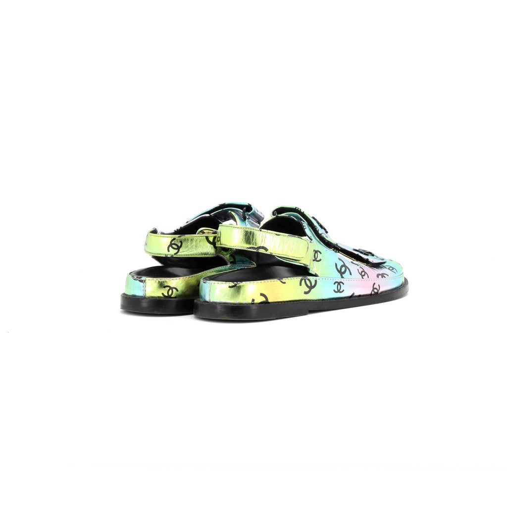 Women's Velcro Dad Sandals Printed Laminated Leather