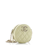 French New Wave Round Clutch with Chain Quilted Caviar