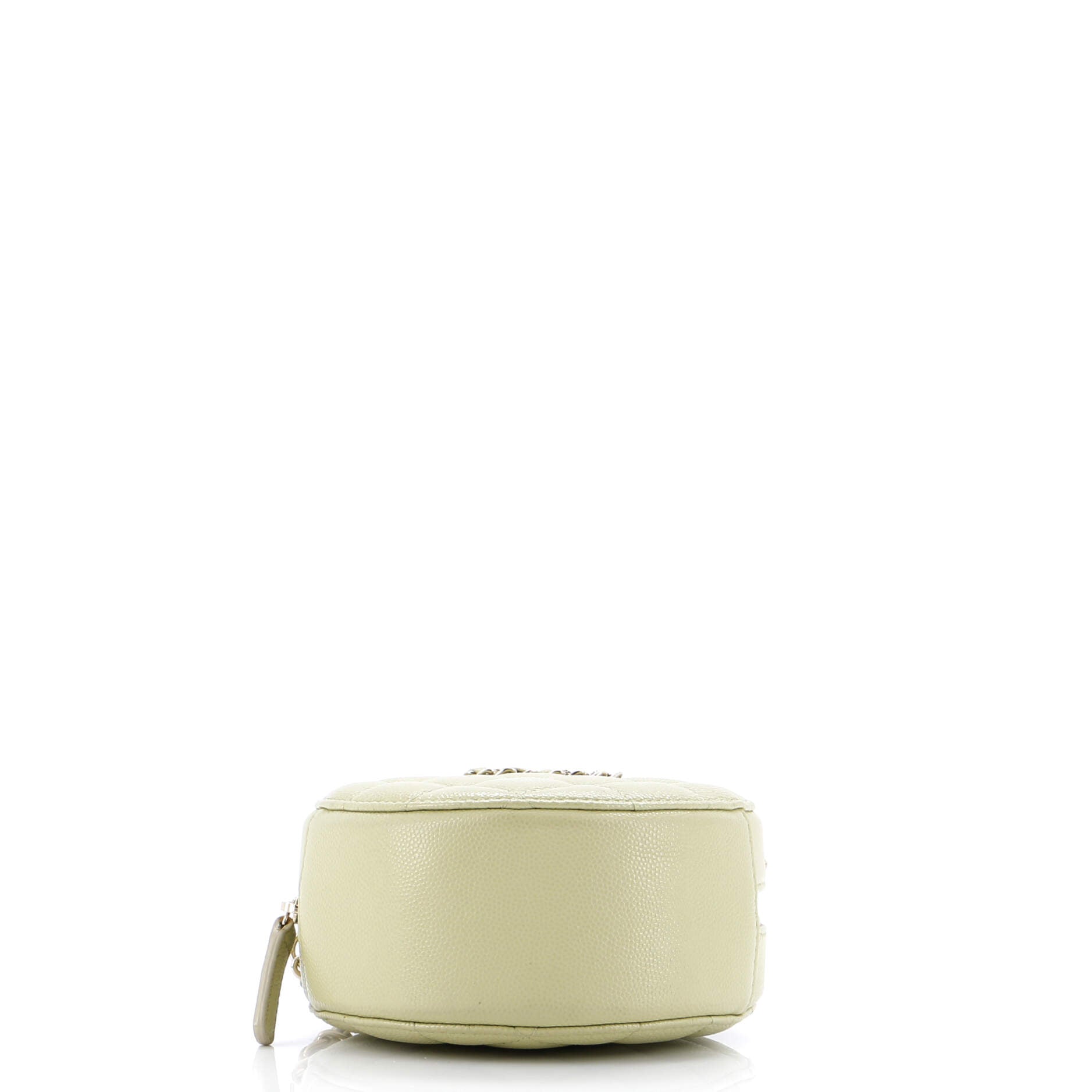 French New Wave Round Clutch with Chain Quilted Caviar