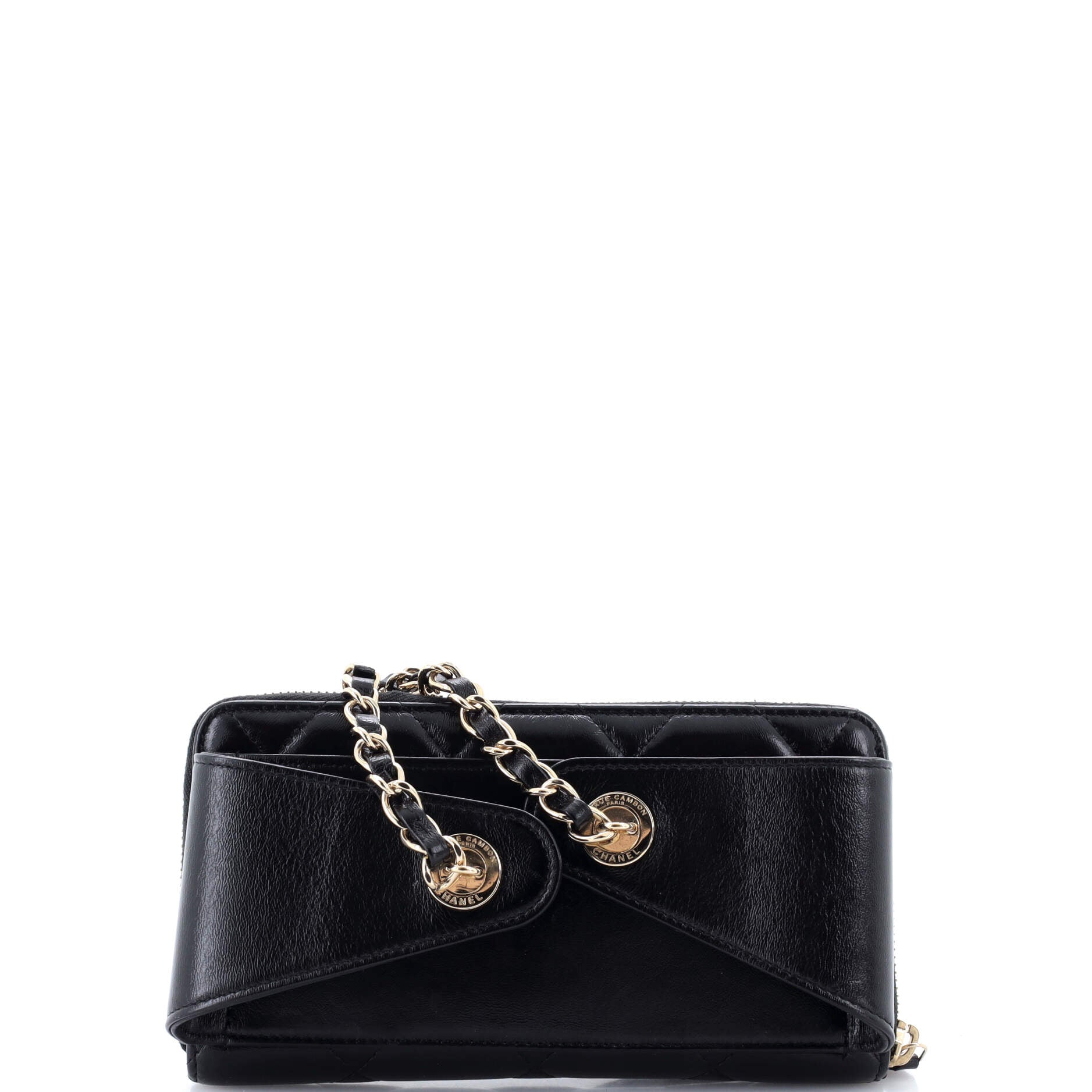 Zip Around Waist Belt Bag Quilted Shiny Lambskin