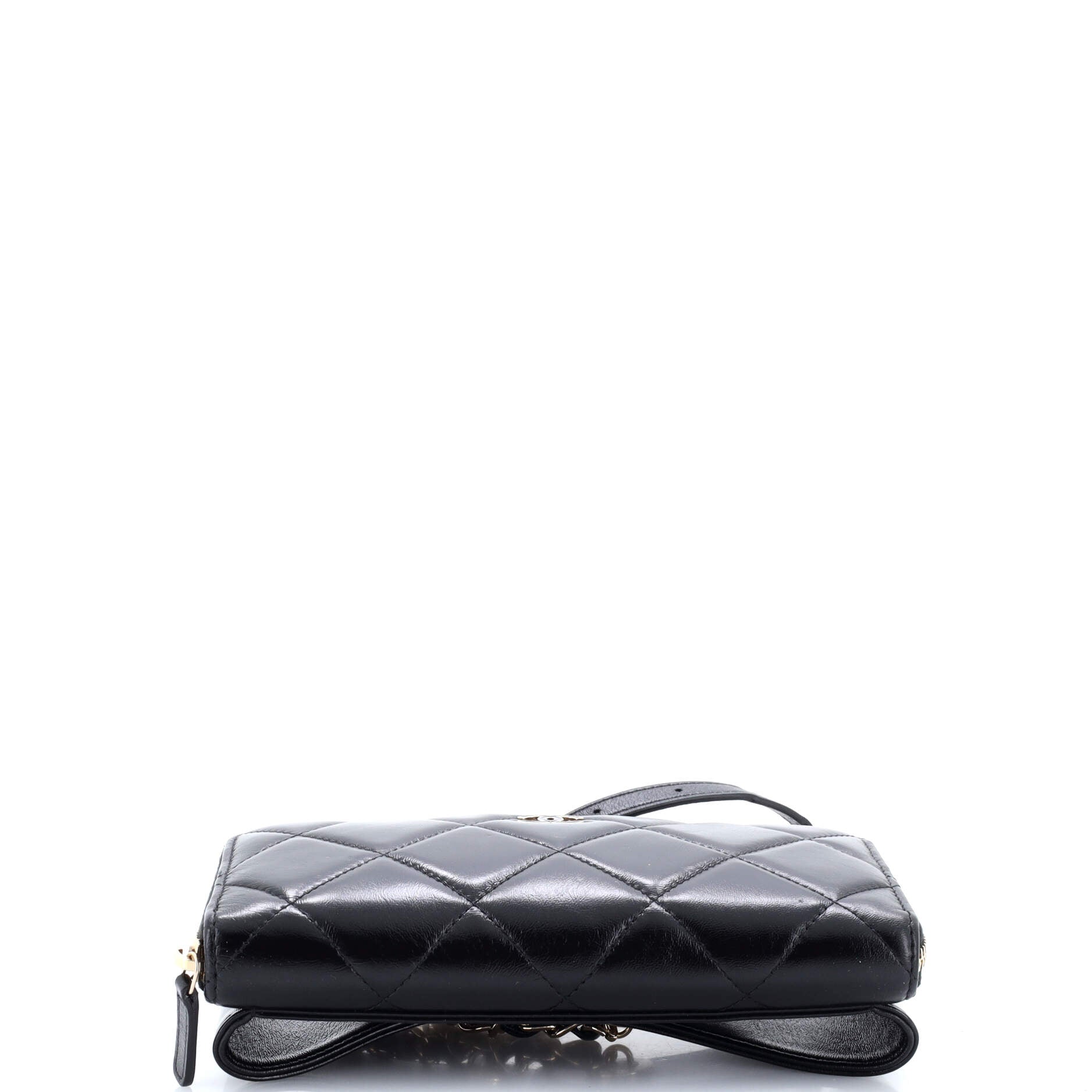 Zip Around Waist Belt Bag Quilted Shiny Lambskin