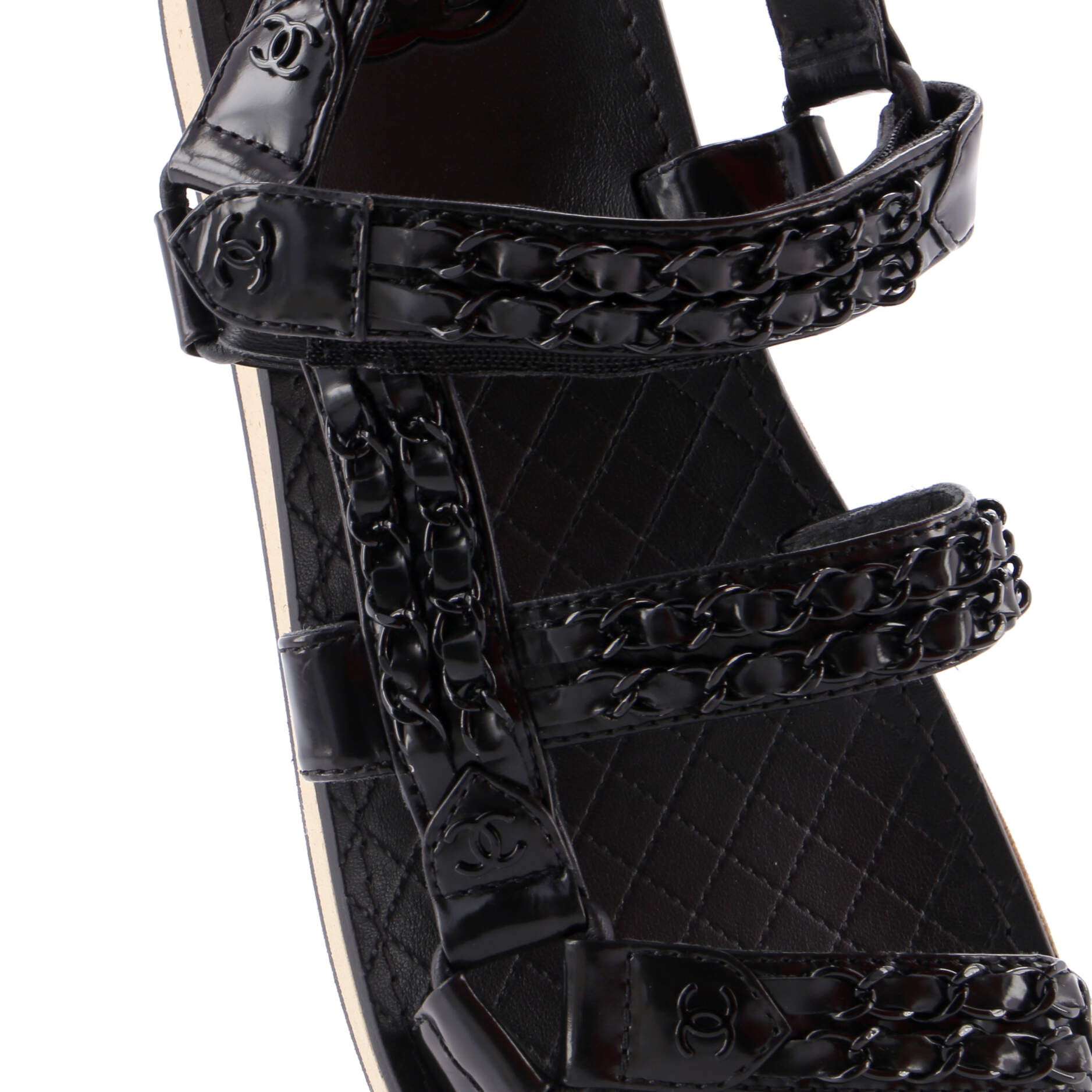 Women's Chain CC Slingback Sandals Quilted Leather with Cork