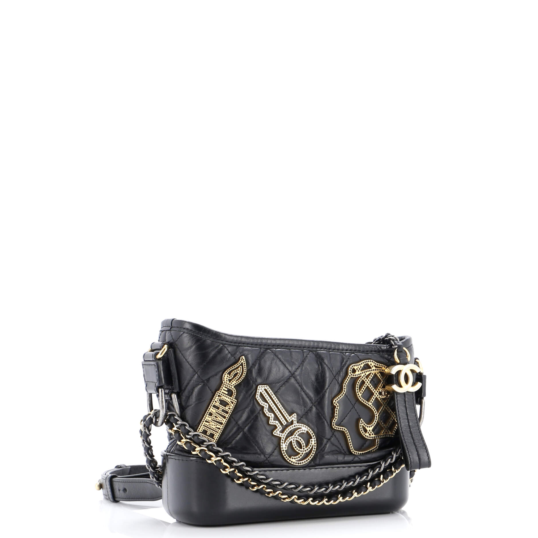 Gabrielle Hobo Embellished Quilted Aged Calfskin Small