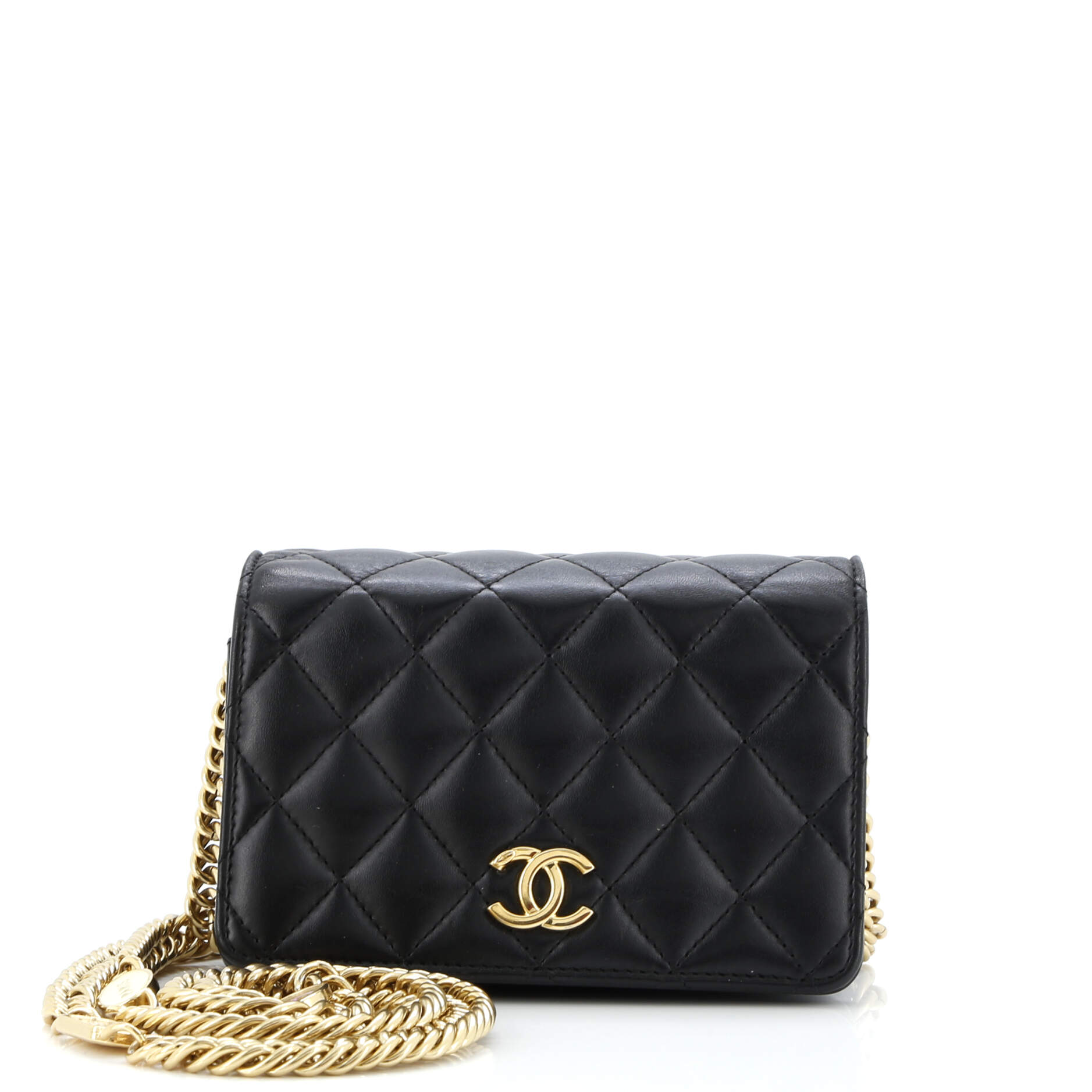 CC Enamel Full Flap Bag Quilted Lambskin Mini