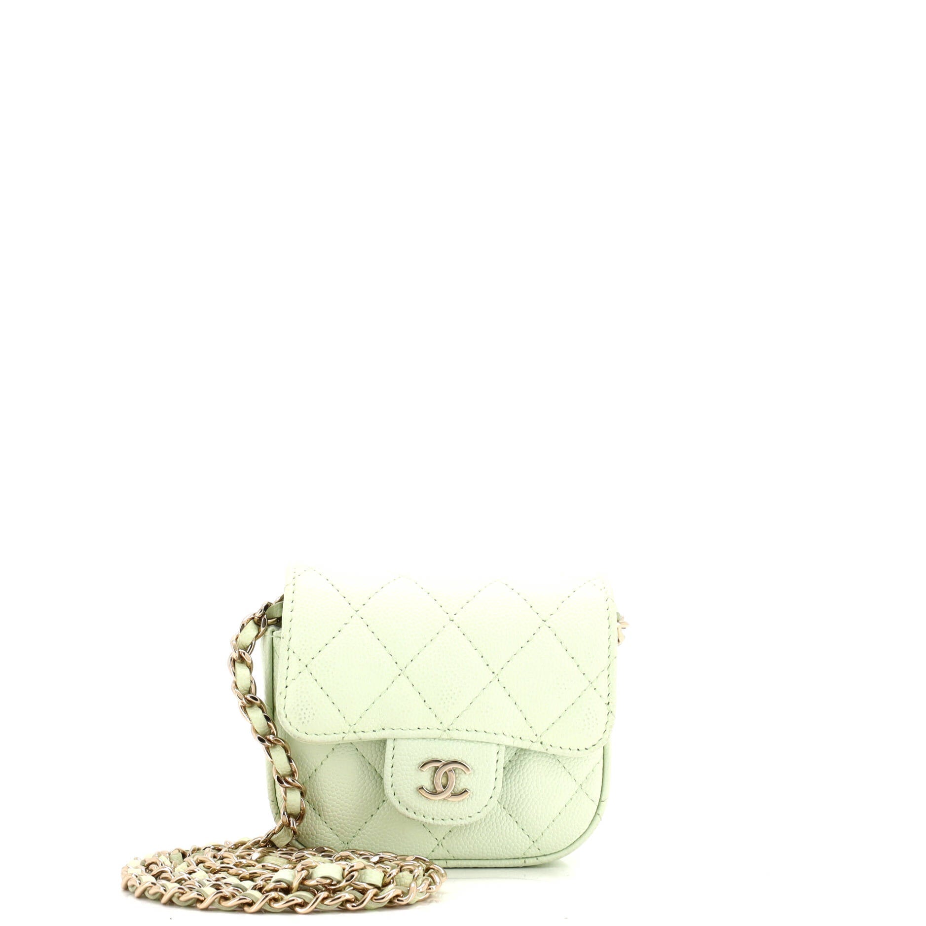 Classic Square Flap Clutch with Chain Quilted Caviar Mini