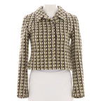 Women's Lapel Collar Button Up Jacket Tweed