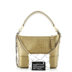 Gabrielle Hobo with Logo Handle Crocodile Embossed Calfskin Medium
