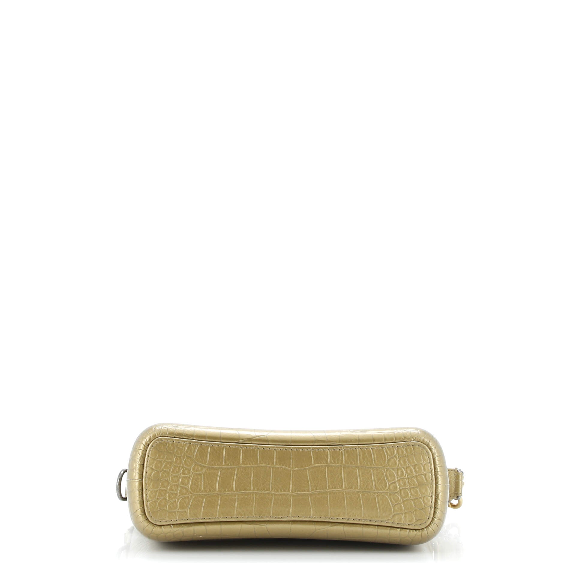 Gabrielle Hobo with Logo Handle Crocodile Embossed Calfskin Medium