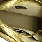 Gabrielle Hobo with Logo Handle Crocodile Embossed Calfskin Medium