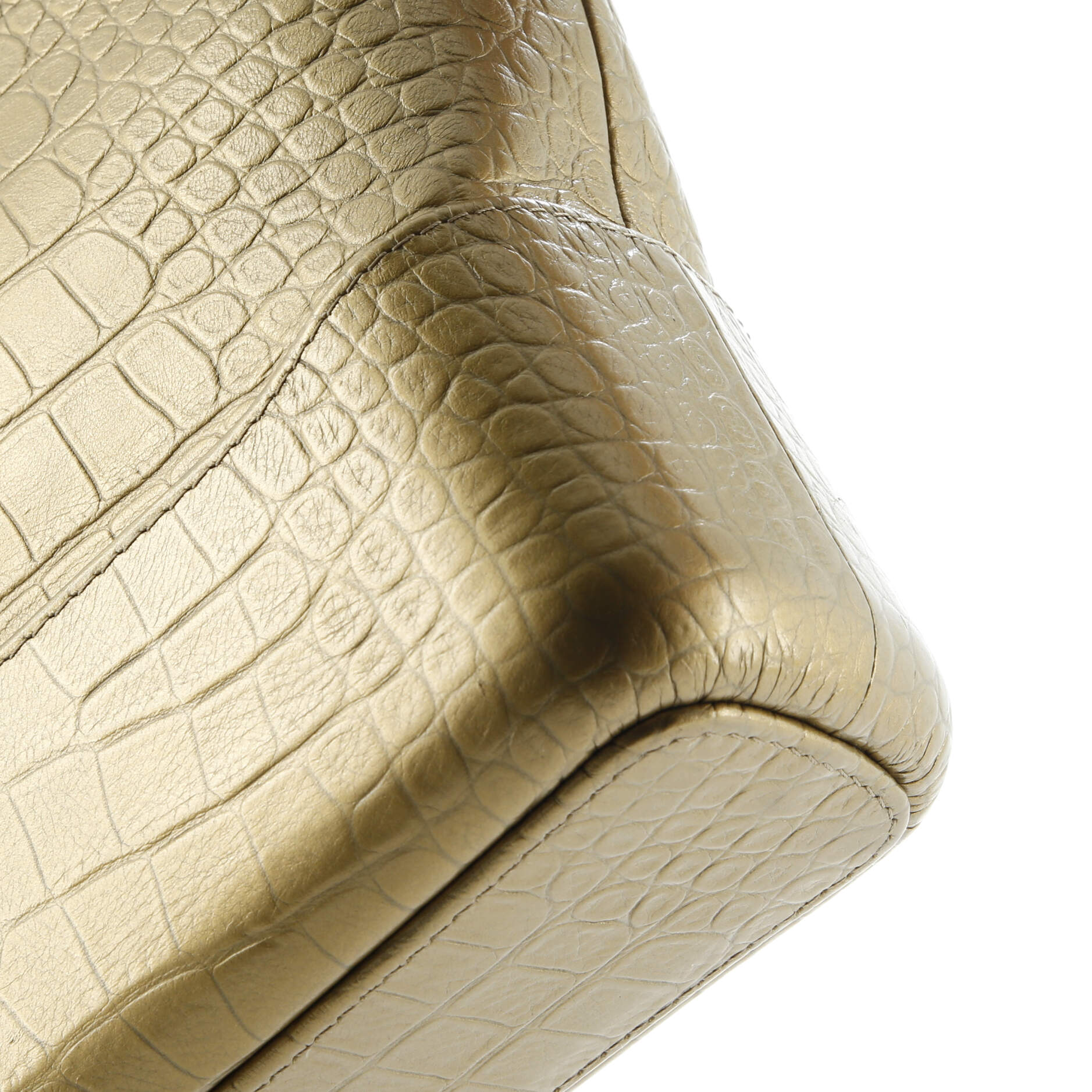 Gabrielle Hobo with Logo Handle Crocodile Embossed Calfskin Medium