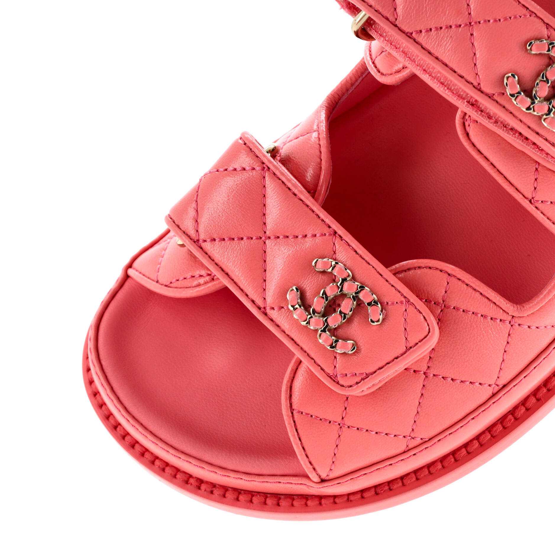 Women's Velcro Open Back Dad Sandals Quilted Leather