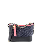 Gabrielle Hobo Chevron Aged Calfskin Small
