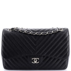 Classic Double Flap Bag Chevron Caviar Jumbo