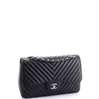 Classic Double Flap Bag Chevron Caviar Jumbo