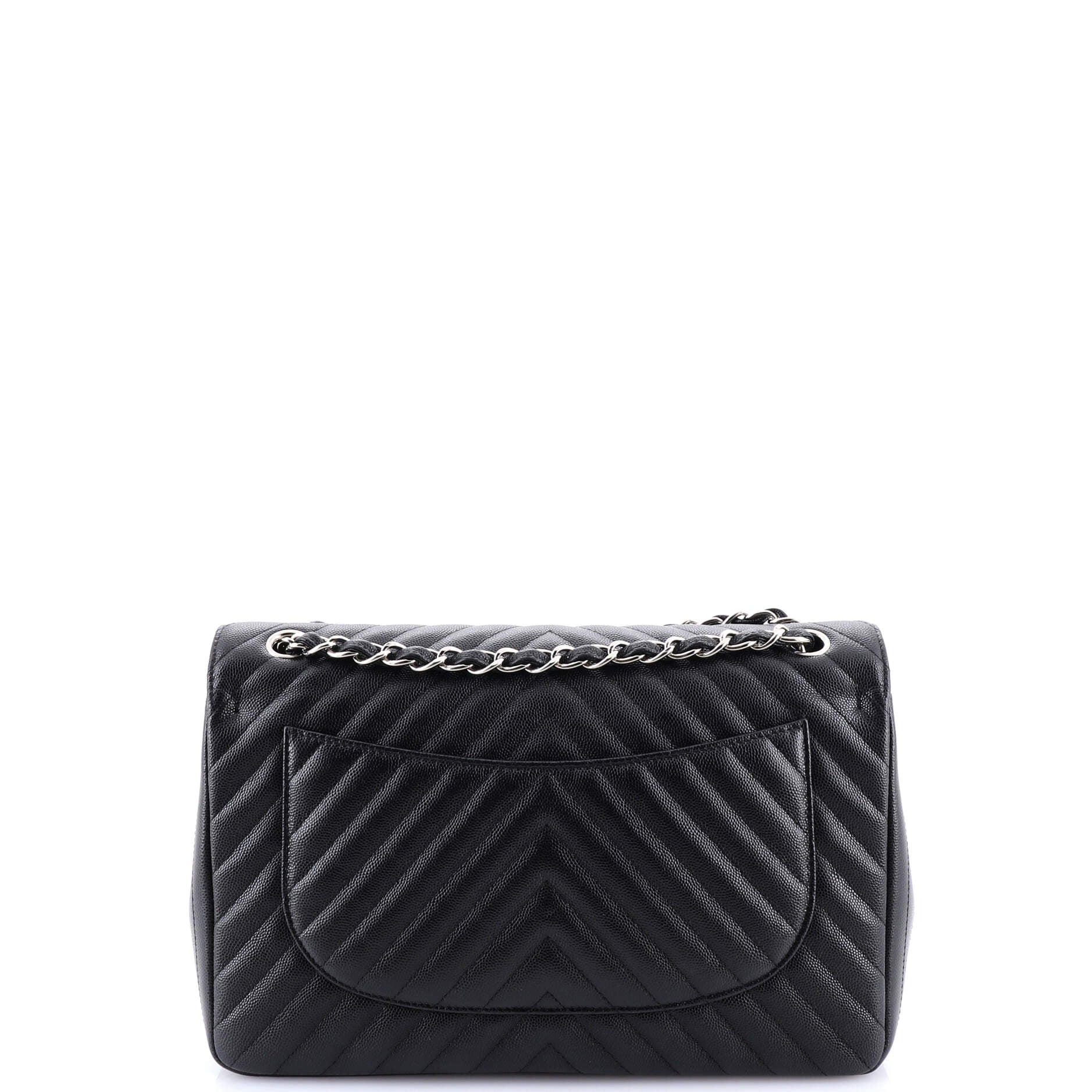 Classic Double Flap Bag Chevron Caviar Jumbo