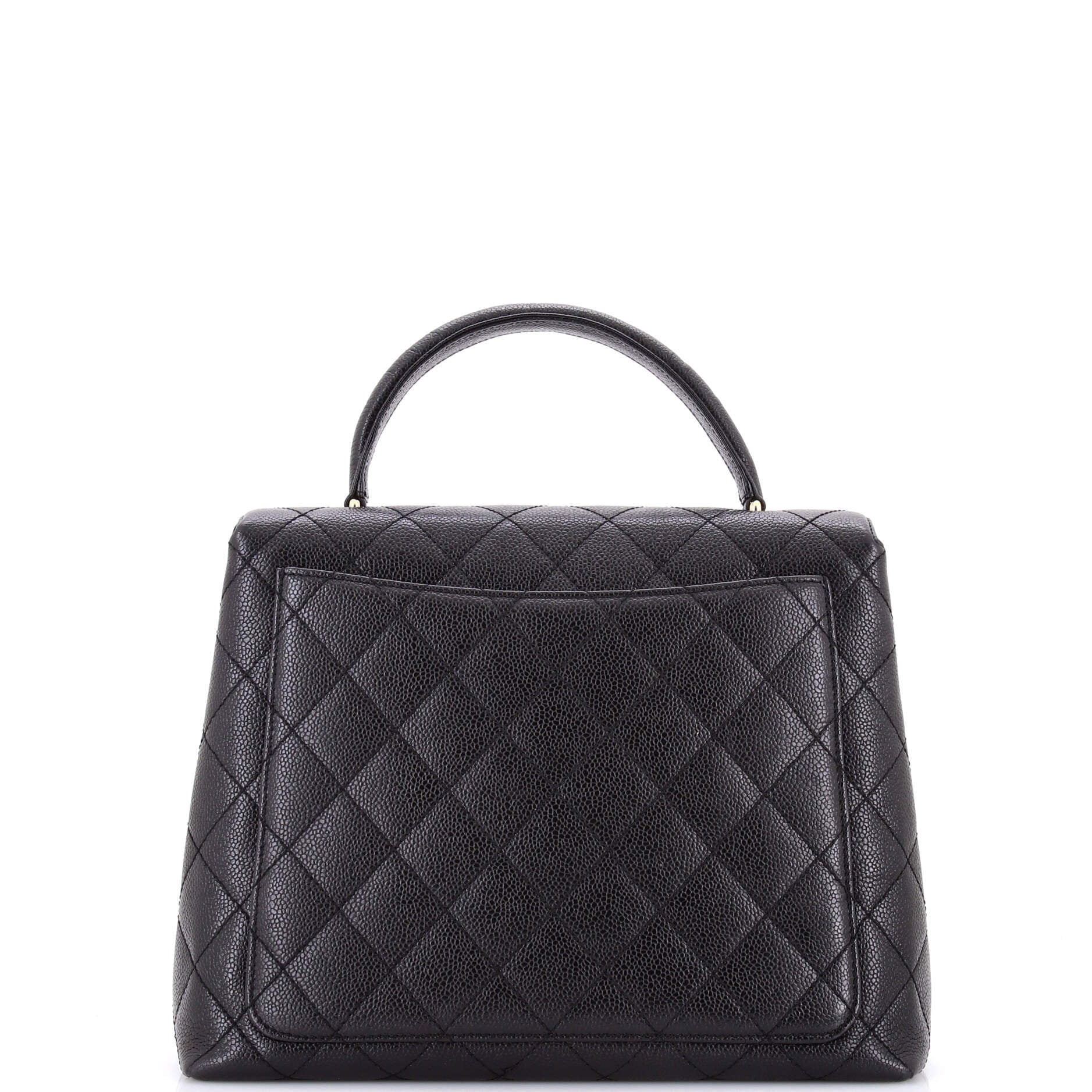 Vintage Classic Top Handle Flap Bag Quilted Caviar Jumbo