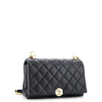 Pearl CC Accordion Flap Bag Quilted Calfskin Medium