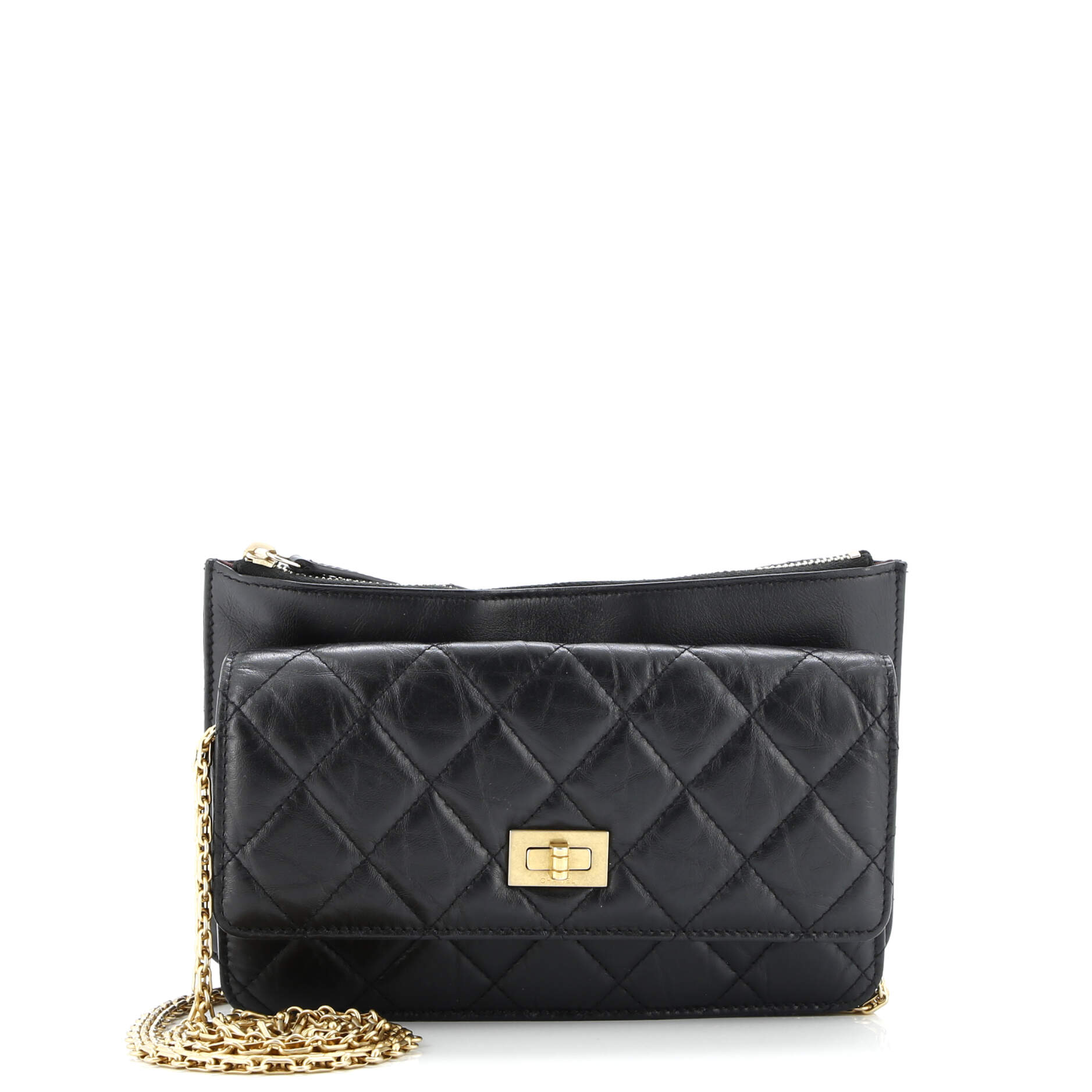 Front Pocket Reissue 2.55 Wallet on Chain Quilted Aged Calfskin