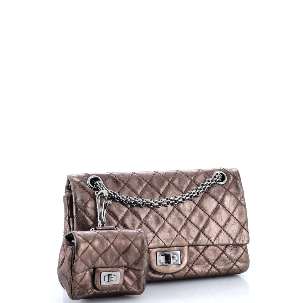 Reissue 2.55 Flap Bag with Flap Bag Coin Purse Quilted Metallic Aged Calfskin 225